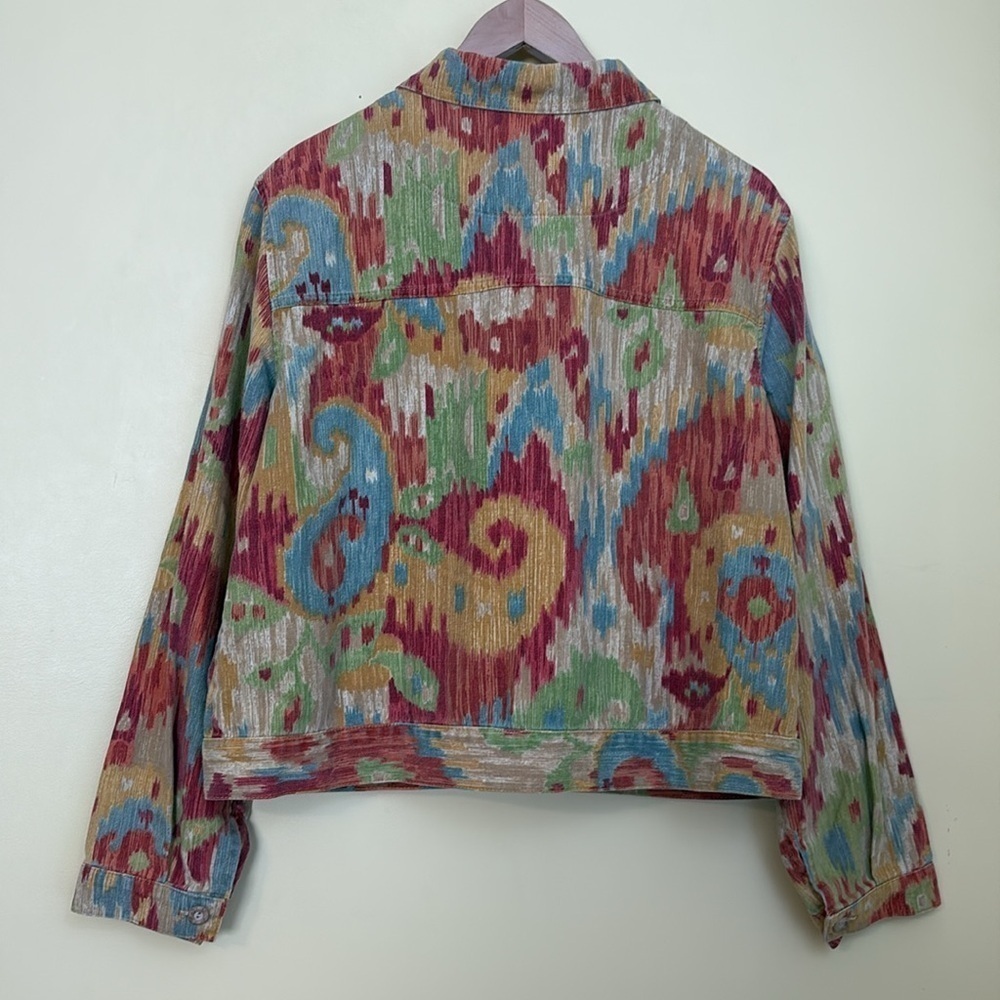 Coldwater Creek | Southwest Multicolor Abstract 100% Cotton Button Up Jacket L - Picture 17 of 17